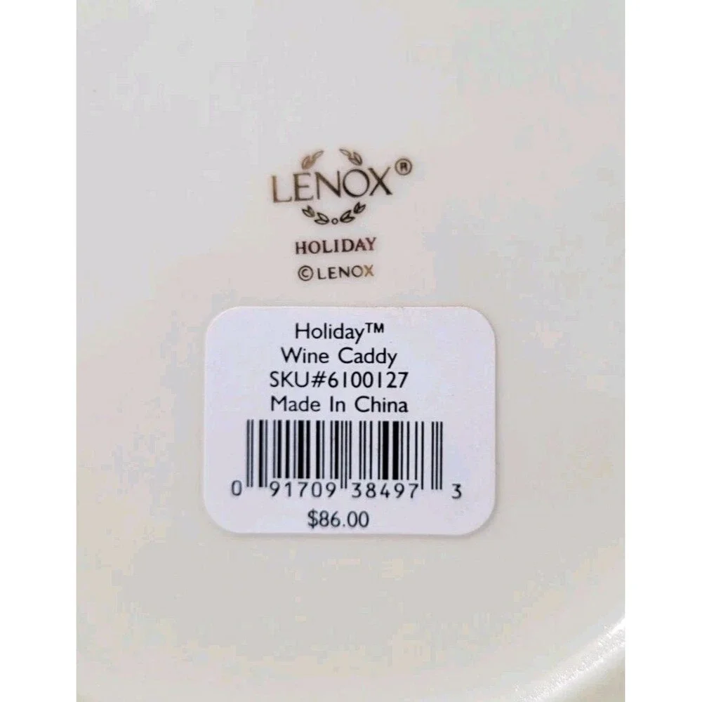 Lenox Winter Greetings Wine / Champagne Caddy Red Berries Holly Gold Trim EXC